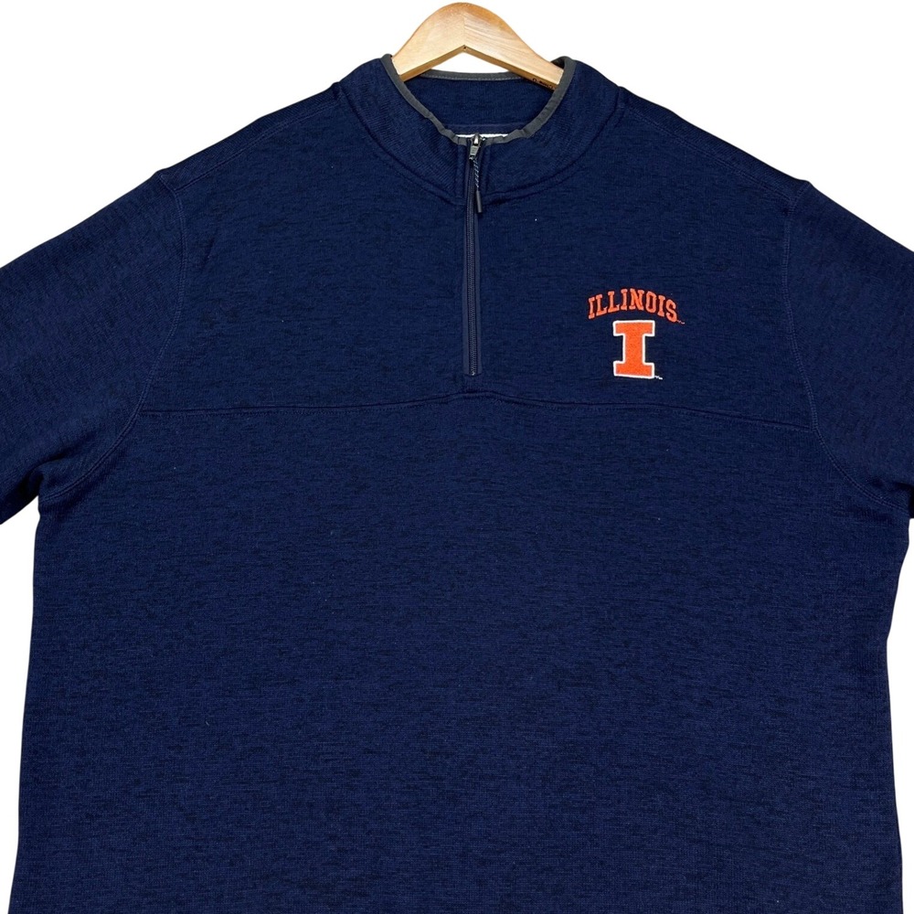 University of Illinois Champion Pullover Men 2XL Navy Blue 1/4 Zip NCAA LOGO EUC
